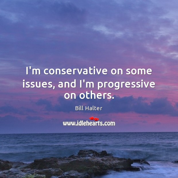I’m conservative on some issues, and I’m progressive on others. Bill Halter Picture Quote