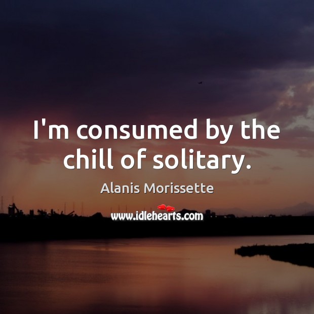 I’m consumed by the chill of solitary. Alanis Morissette Picture Quote