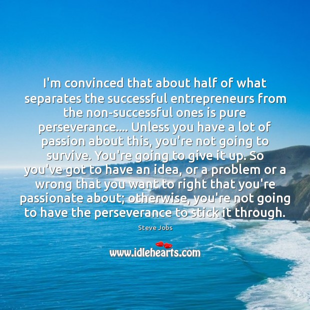 I’m convinced that about half of what separates the successful entrepreneurs from Steve Jobs Picture Quote