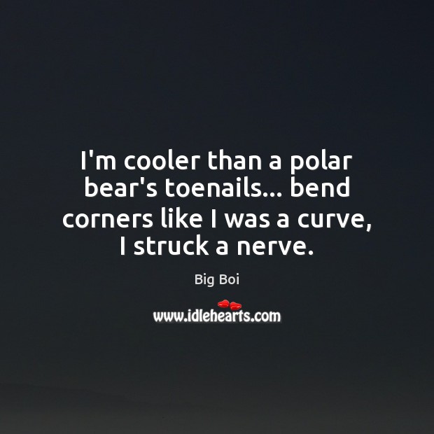 I’m cooler than a polar bear’s toenails… bend corners like I was Big Boi Picture Quote