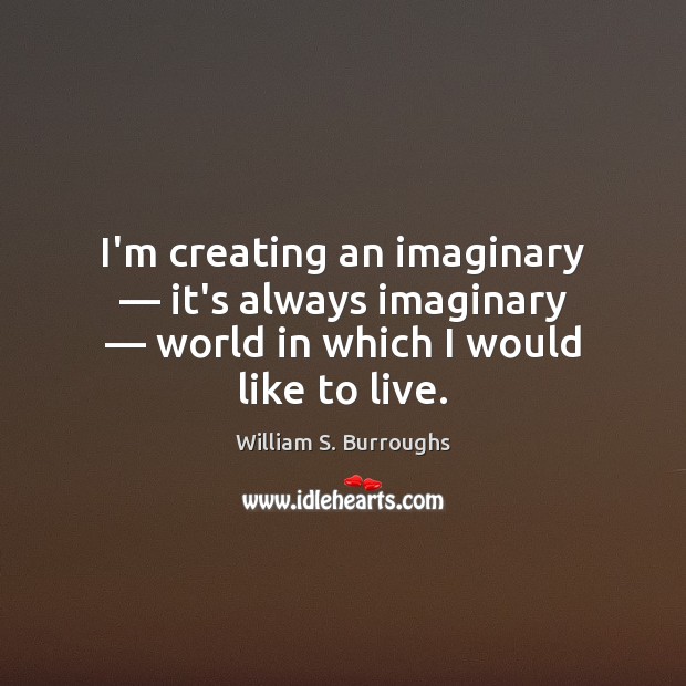 I’m creating an imaginary — it’s always imaginary — world in which I would William S. Burroughs Picture Quote