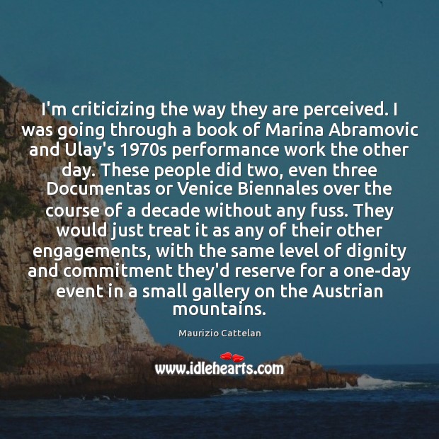 I’m criticizing the way they are perceived. I was going through a Maurizio Cattelan Picture Quote