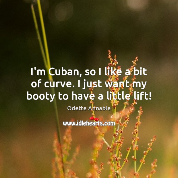 I’m Cuban, so I like a bit of curve. I just want my booty to have a little lift! Odette Annable Picture Quote