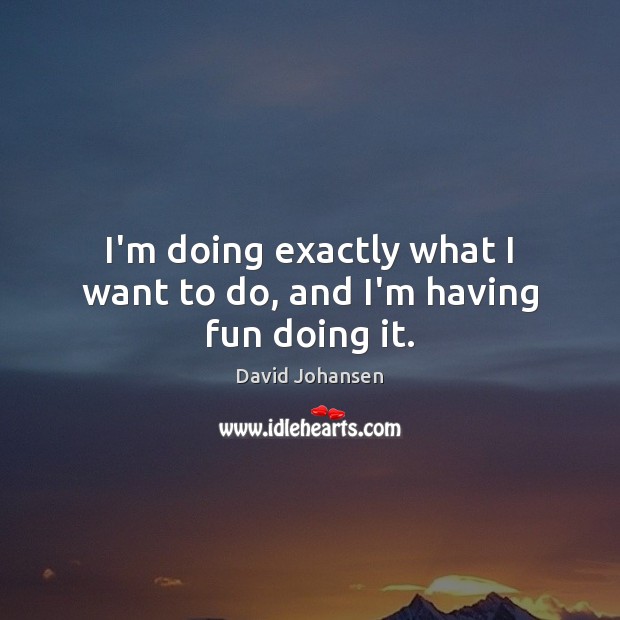 I’m doing exactly what I want to do, and I’m having fun doing it. David Johansen Picture Quote