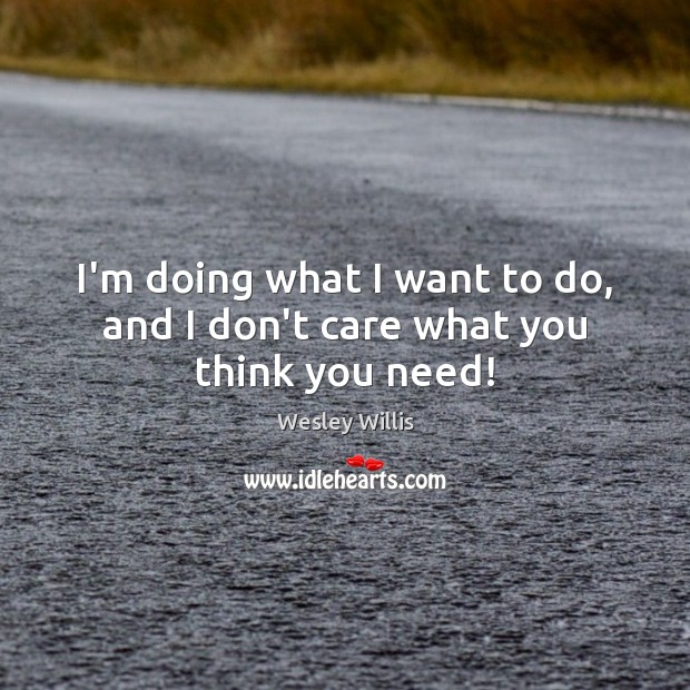 I’m doing what I want to do, and I don’t care what you think you need! I Don’t Care Quotes Image