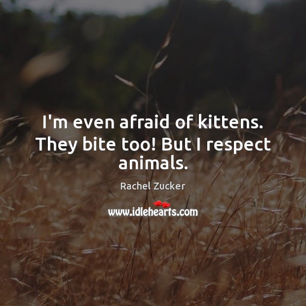 I’m even afraid of kittens. They bite too! But I respect animals. Rachel Zucker Picture Quote