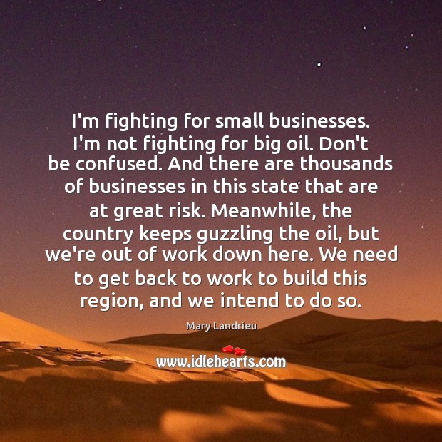 I’m fighting for small businesses. I’m not fighting for big oil. Don’t Image