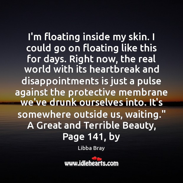 I’m floating inside my skin. I could go on floating like this Libba Bray Picture Quote