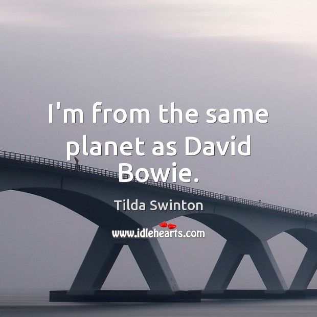 I’m from the same planet as David Bowie. Tilda Swinton Picture Quote