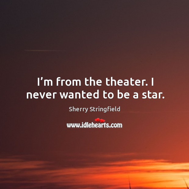 I’m from the theater. I never wanted to be a star. Sherry Stringfield Picture Quote