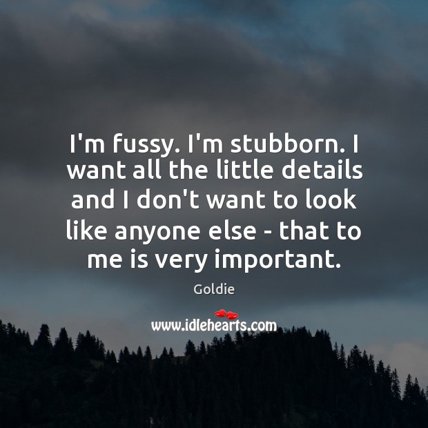 I’m fussy. I’m stubborn. I want all the little details and I Goldie Picture Quote