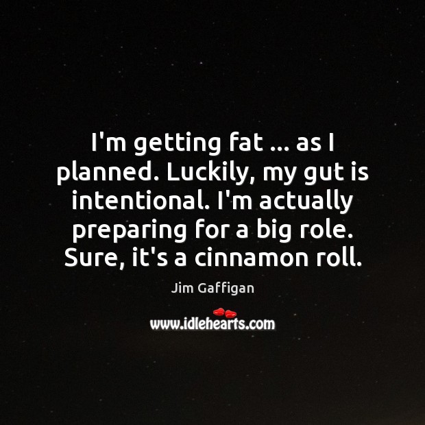 I’m getting fat … as I planned. Luckily, my gut is intentional. I’m Jim Gaffigan Picture Quote