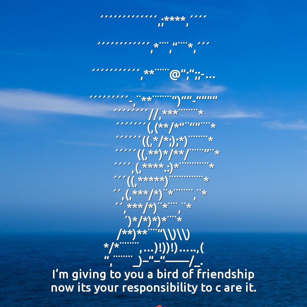 I’m giving to you a bird of friendship Image