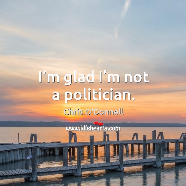 I’m glad I’m not a politician. Chris O’Donnell Picture Quote