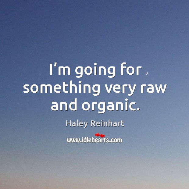 I’m going for something very raw and organic. Haley Reinhart Picture Quote