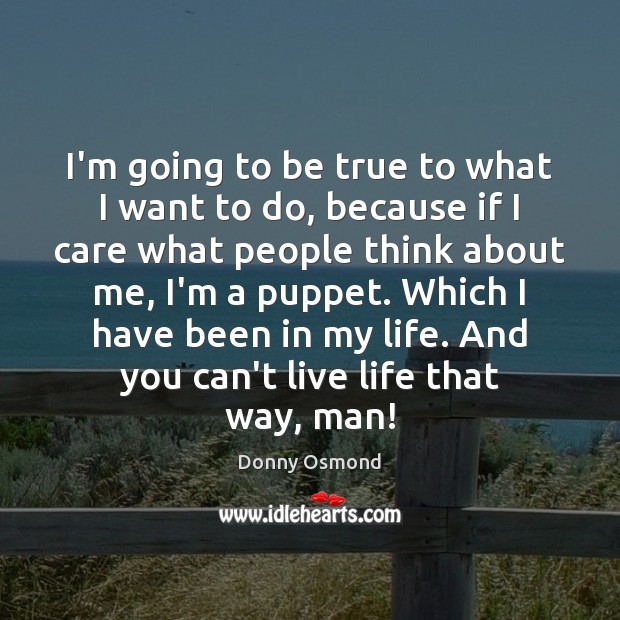 I’m going to be true to what I want to do, because Donny Osmond Picture Quote