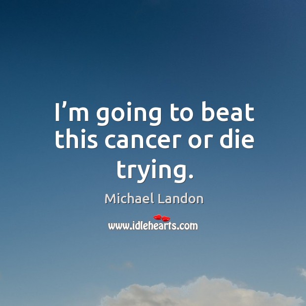 I’m going to beat this cancer or die trying. 