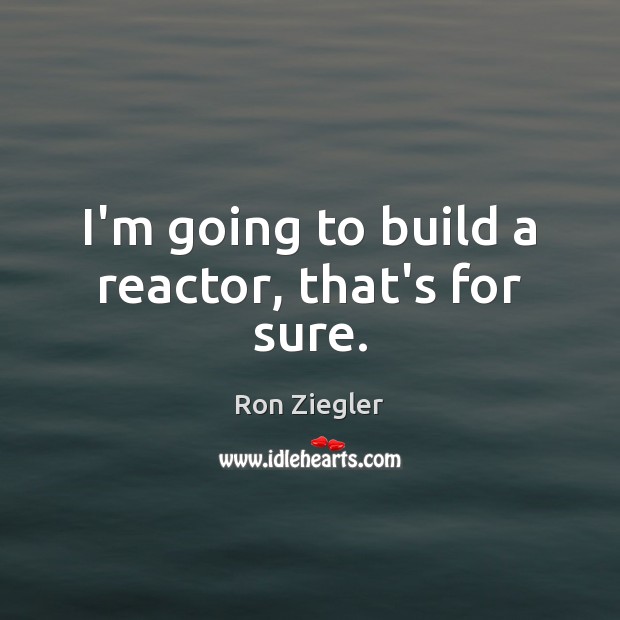 I’m going to build a reactor, that’s for sure. Ron Ziegler Picture Quote
