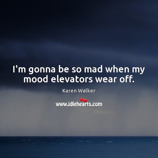 I’m gonna be so mad when my mood elevators wear off. Karen Walker Picture Quote