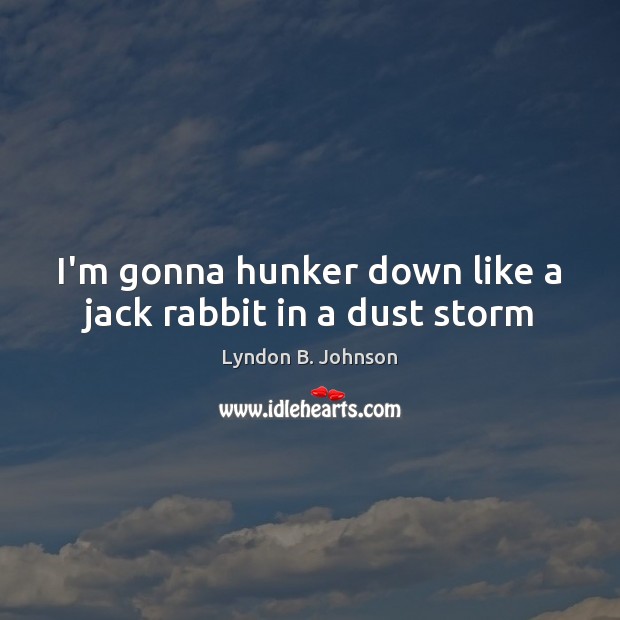 I’m gonna hunker down like a jack rabbit in a dust storm Image