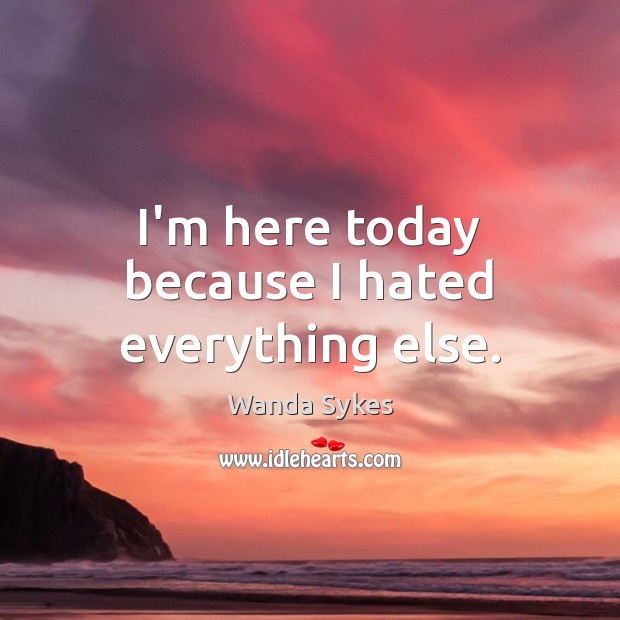 I’m here today because I hated everything else. Wanda Sykes Picture Quote