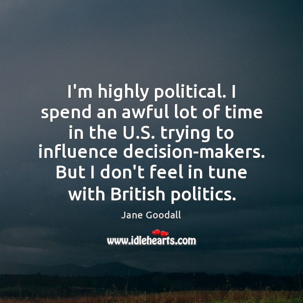 I’m highly political. I spend an awful lot of time in the Image