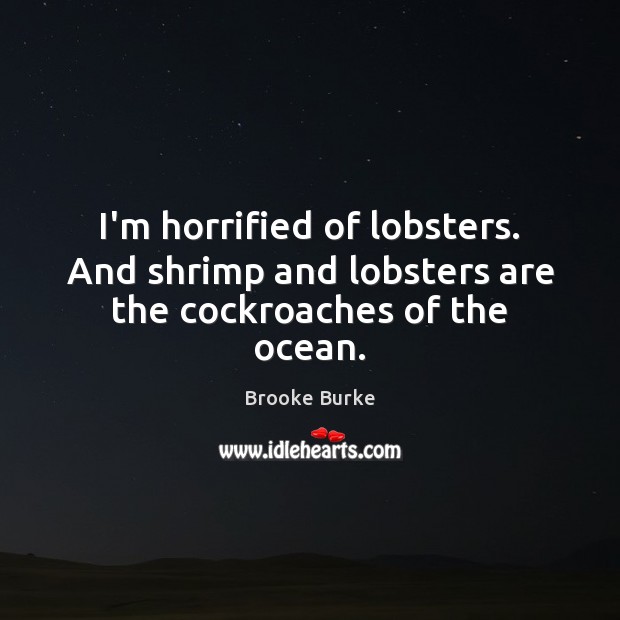I’m horrified of lobsters. And shrimp and lobsters are the cockroaches of the ocean. Brooke Burke Picture Quote
