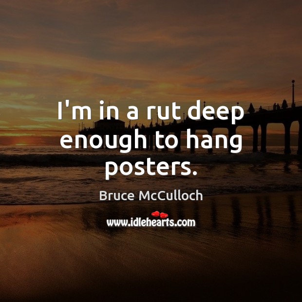 I’m in a rut deep enough to hang posters. Bruce McCulloch Picture Quote