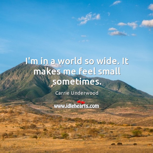 I’m in a world so wide. It makes me feel small sometimes. Carrie Underwood Picture Quote