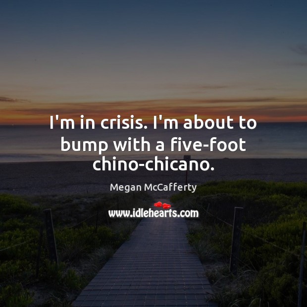 I’m in crisis. I’m about to bump with a five-foot chino-chicano. Megan McCafferty Picture Quote