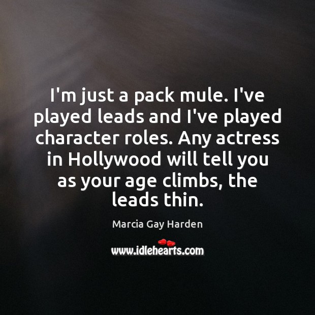 I’m just a pack mule. I’ve played leads and I’ve played character Marcia Gay Harden Picture Quote