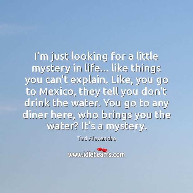 I’m just looking for a little mystery in life… like things you Ted Alexandro Picture Quote