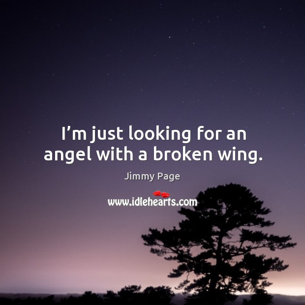 I’m just looking for an angel with a broken wing. Jimmy Page Picture Quote