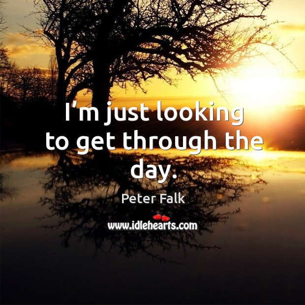 I’m just looking to get through the day. Peter Falk Picture Quote