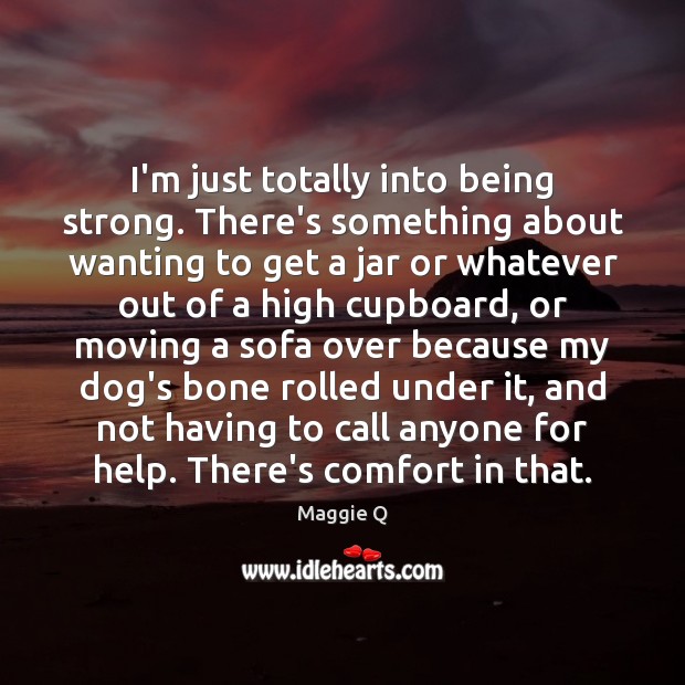 I’m just totally into being strong. There’s something about wanting to get Maggie Q Picture Quote