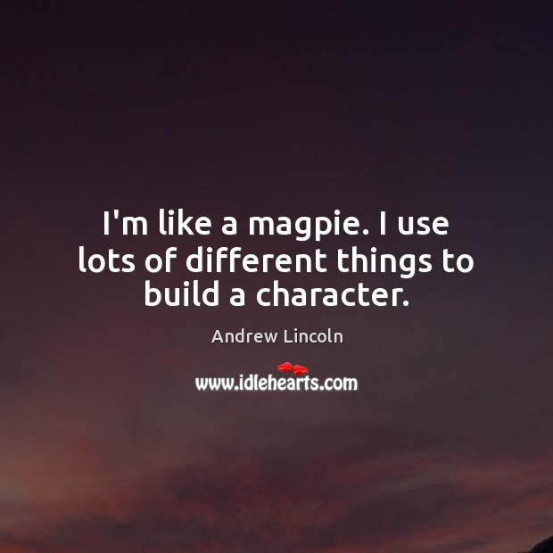 I’m like a magpie. I use lots of different things to build a character. Andrew Lincoln Picture Quote