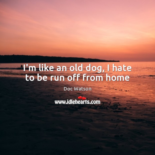 I’m like an old dog, I hate to be run off from home Doc Watson Picture Quote