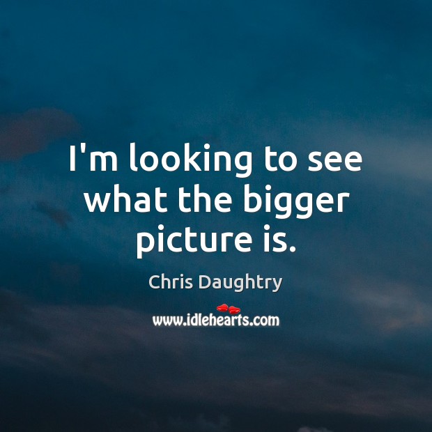 I’m looking to see what the bigger picture is. Chris Daughtry Picture Quote