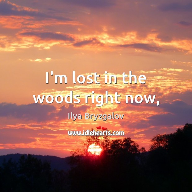 I’m lost in the woods right now, Ilya Bryzgalov Picture Quote