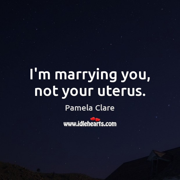 I’m marrying you, not your uterus. Pamela Clare Picture Quote