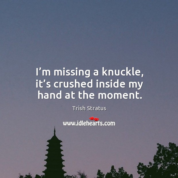 I’m missing a knuckle, it’s crushed inside my hand at the moment. Trish Stratus Picture Quote