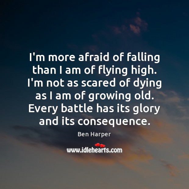 I’m more afraid of falling than I am of flying high. I’m Ben Harper Picture Quote