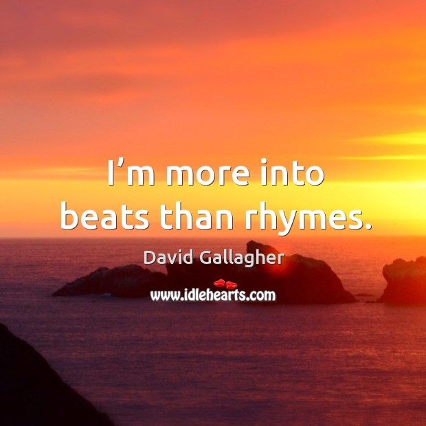 I’m more into beats than rhymes. David Gallagher Picture Quote