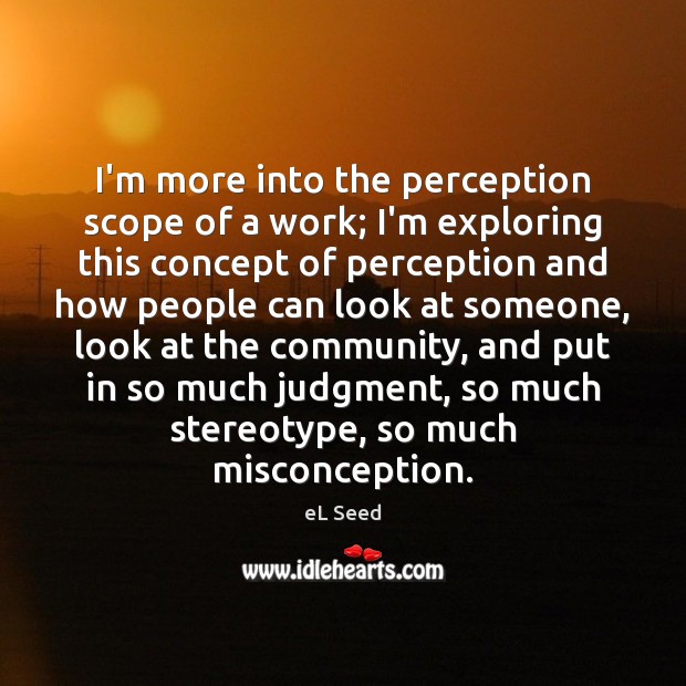 I’m more into the perception scope of a work; I’m exploring this eL Seed Picture Quote