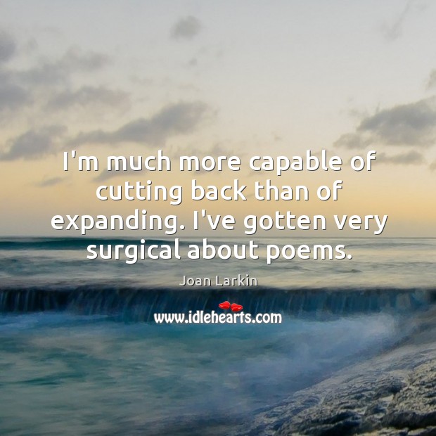 I’m much more capable of cutting back than of expanding. I’ve gotten Joan Larkin Picture Quote
