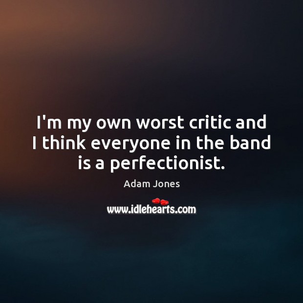 I’m my own worst critic and I think everyone in the band is a perfectionist. Adam Jones Picture Quote