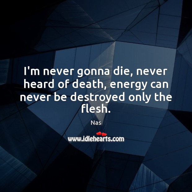 I’m never gonna die, never heard of death, energy can never be destroyed only the flesh. Image