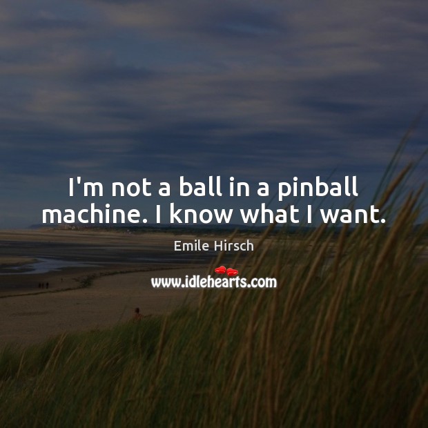 I’m not a ball in a pinball machine. I know what I want. Image