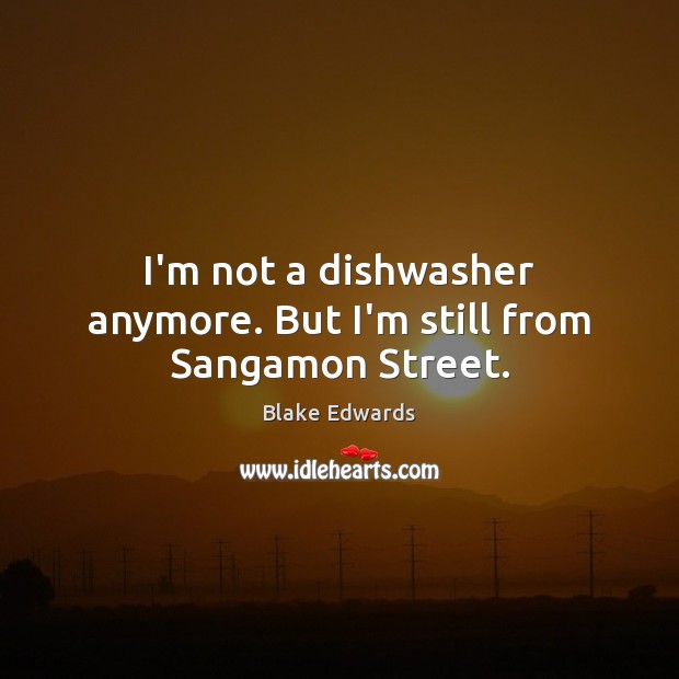 I’m not a dishwasher anymore. But I’m still from Sangamon Street. Blake Edwards Picture Quote