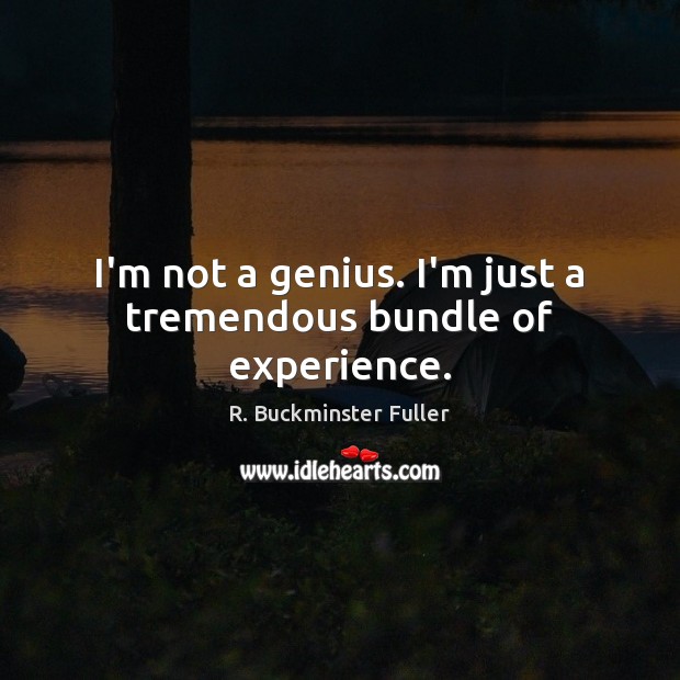I’m not a genius. I’m just a tremendous bundle of experience. R. Buckminster Fuller Picture Quote